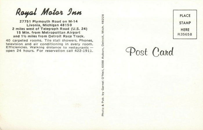 Royal Motor Inn - Postcard And Promos